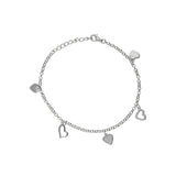 Pulseira delicada em prata 925 com zircónia e coração