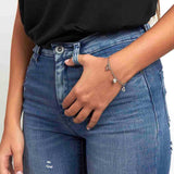 Pulseira delicada em prata 925 com zircónia e coração