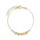 Pulseira delicada banhada a ouro com corações
