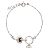 Pulseira delicada em prata 925 com zircônia e coração