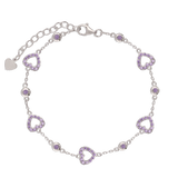 Pulseira delicada em prata 925 com zircônia e coração