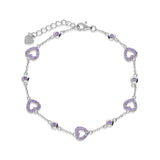 Pulseira delicada em prata 925 com zircônia e coração