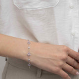Pulseira delicada em prata 925 com zircônia e coração