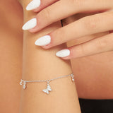Pulseira delicada em prata 925 com zircónias e borboleta