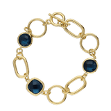 Pulseira temática banhada a ouro vidro cristal azul