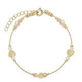 Pulseira delicada banhada a Ouro com cristais rosa