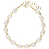 Pulseira delicada banhada a ouro com pérola