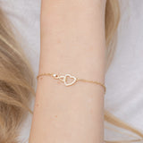 Pulseira delicada banhada a ouro com zircónia coração e infinito
