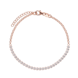 Pulseira delicada banhada a ouro rosa com zircónias redondas