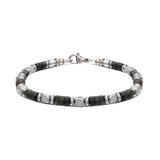Pulseira masculina em aço inoxidável e lolita preto