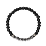 Pulseira masculina em aço inoxidável com ónix e hematite