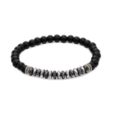 Pulseira masculina em aço inoxidável com ónix e hematite