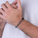 Pulseira masculina em aço inoxidável com ónix e hematite