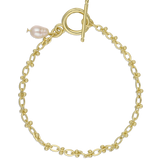 Pulseira temática banhada a ouro com pérola