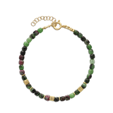 Pulseira delicada banhada a ouro com rubi