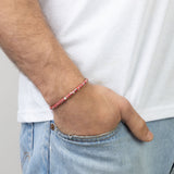 Pulseira masculina em aço inoxidável com lolita vermelho