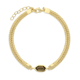 Pulseira delicada banhada a ouro com vidro cristal