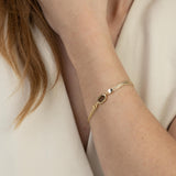 Pulseira delicada banhada a ouro com vidro cristal
