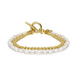 Pulseira de pedra banhada a ouro com madrepérola