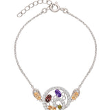Pulseira delicada em prata 925 com zircônia colorido
