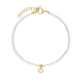 Pulseira delicada banhada a ouro com zircónia e madrepérola