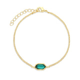 Pulseira delicada banhado a ouro com vidro cristal