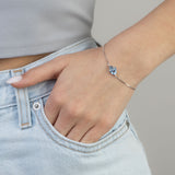 Pulseira delicada em prata 925 com zircónia azul
