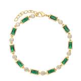 Pulseira banhada a ouro com zircónias verdes