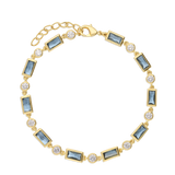 Pulseira banhada a ouro com zircónia azul