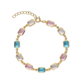 Pulseira temática banhada a ouro com vidro cristal colorido