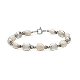 Pulseira de pedra, Pedras de hematita com metais, Pérola cultivada, Hematite de cultivo