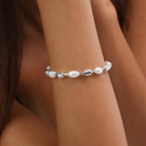 Pulseira de pedra, Pedras de hematita com metais, Pérola cultivada, Hematite de cultivo