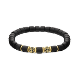Pulseira masculina em aço inoxidável em banho de ródio com zircónia e ónix
