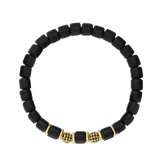 Pulseira masculina em aço inoxidável em banho de ródio com zircónia e ónix