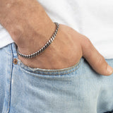 Pulseira masculina em aço inoxidável prateado