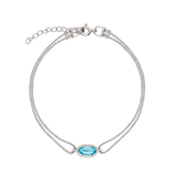 Pulseira delicada em prata 925 com vidro cristal hexágono
