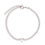 Pulseira coração em prata 925 coração e zircónia