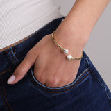 Pulseira rígida banhada a ouro com swarovski branco