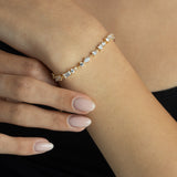 Pulseira banhada a ouro com zircónias