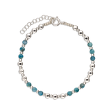 Pulseira em prata 925 com pedras de hematita com metais e apatite