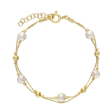 Pulseira delicada banhado a ouro com madrepérola