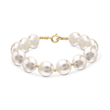Pulseira delicada banhada a ouro com madrepérola