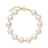 Pulseira delicada banhada a ouro com madrepérola