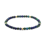 Pulseira Masculina, Banhado a Ouro, Azurita de cultivo