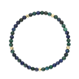 Pulseira Masculina, Banhado a Ouro, Azurita de cultivo