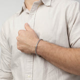 Pulseira masculina em aço inoxidável com corrente espinha de peixe