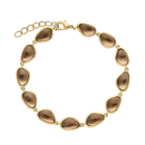 Pulseira banhada a ouro com cristais castanho