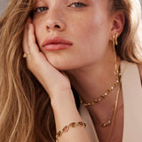 Pulseira banhada a ouro com cristais castanho