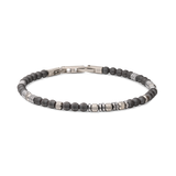 Pulseira masculina em aço inoxidável com hematite cinzento