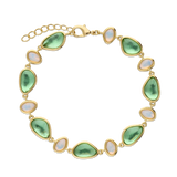 Pulseira banhada a ouro com opalite e cristais verde